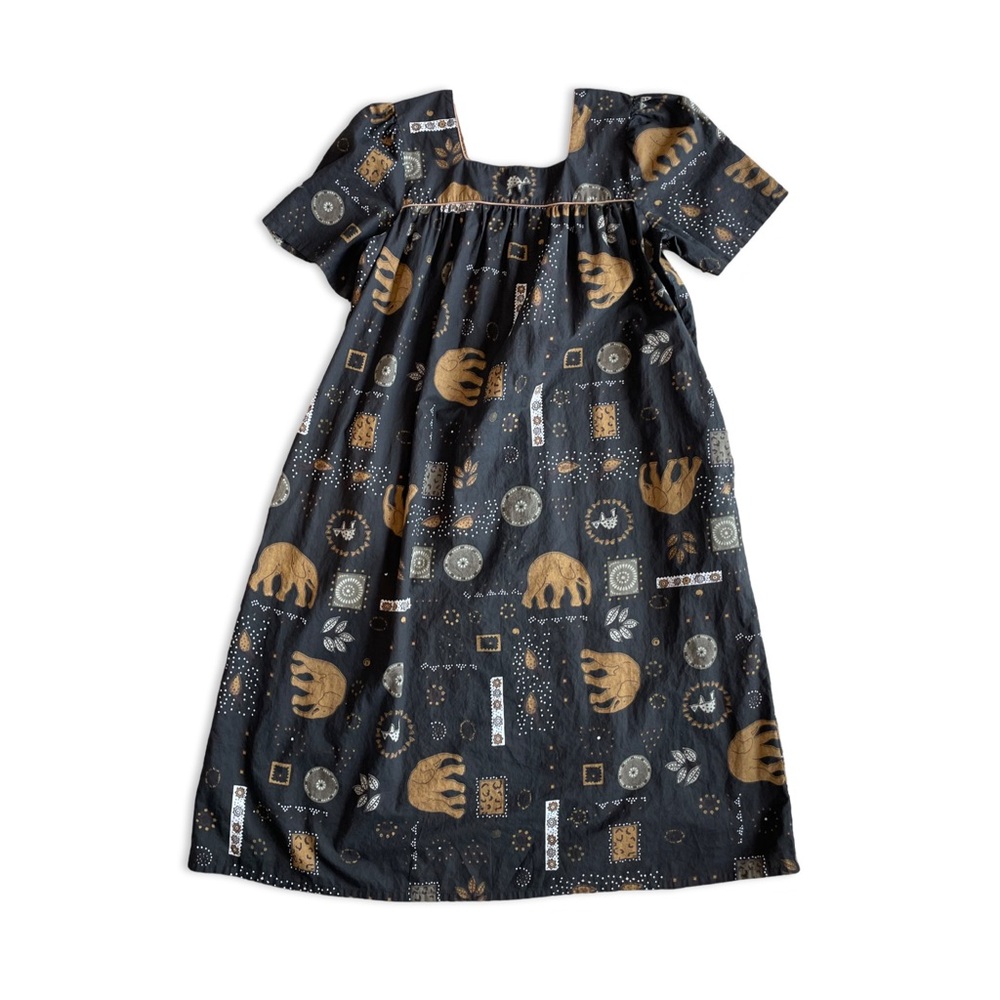 Serengeti 100% Cotton Black Elephant Dress Size L
